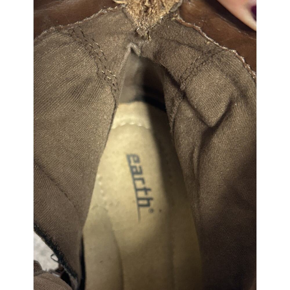 Earth Womens Size 8.5 Redwood Almond Leather Moto Boots Booties Buckle Studded - Picture 9 of 13